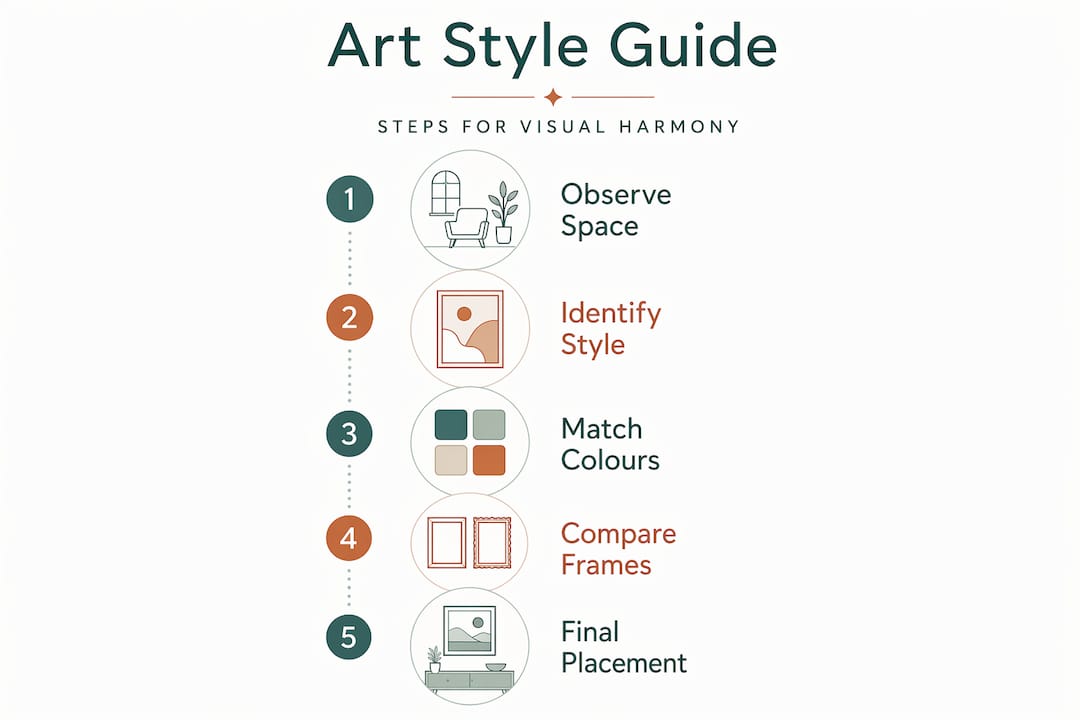 Infographic met stappen voor harmonieuze kunstselectie