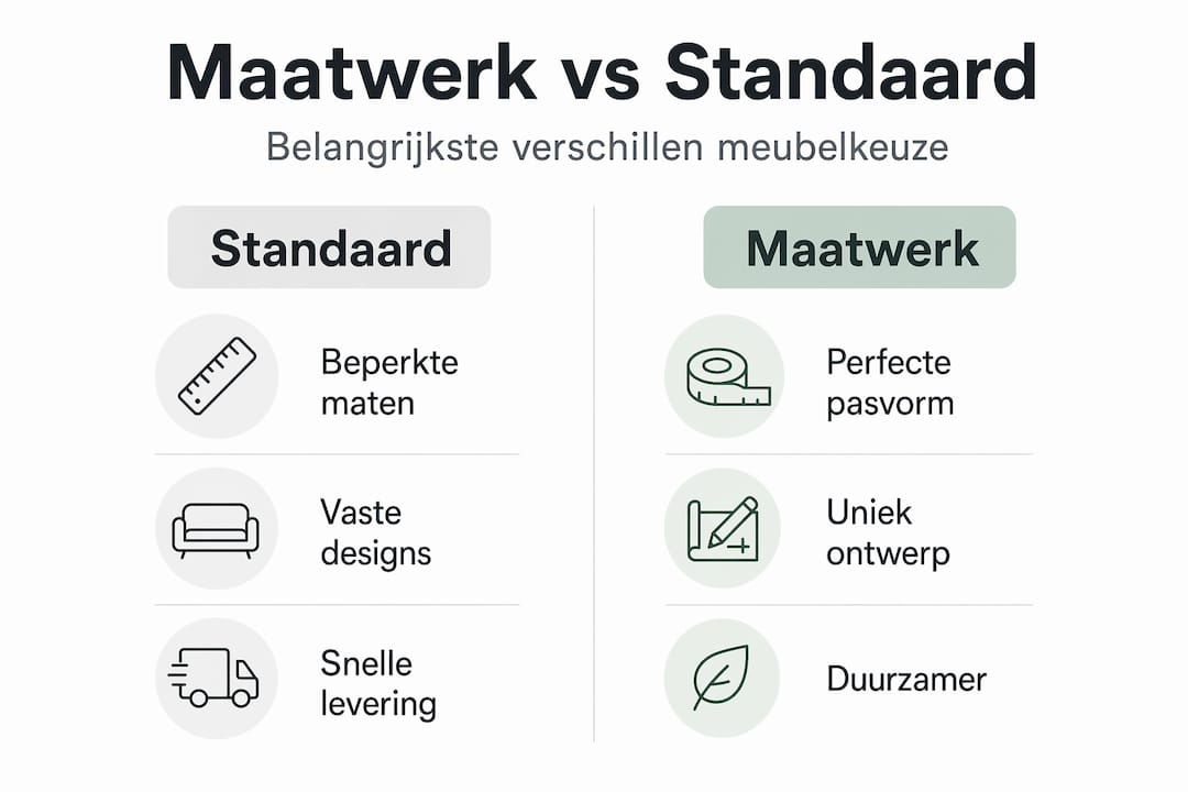 Infographic: maatwerkmeubels of standaardoplossingen – wat past bij jou?