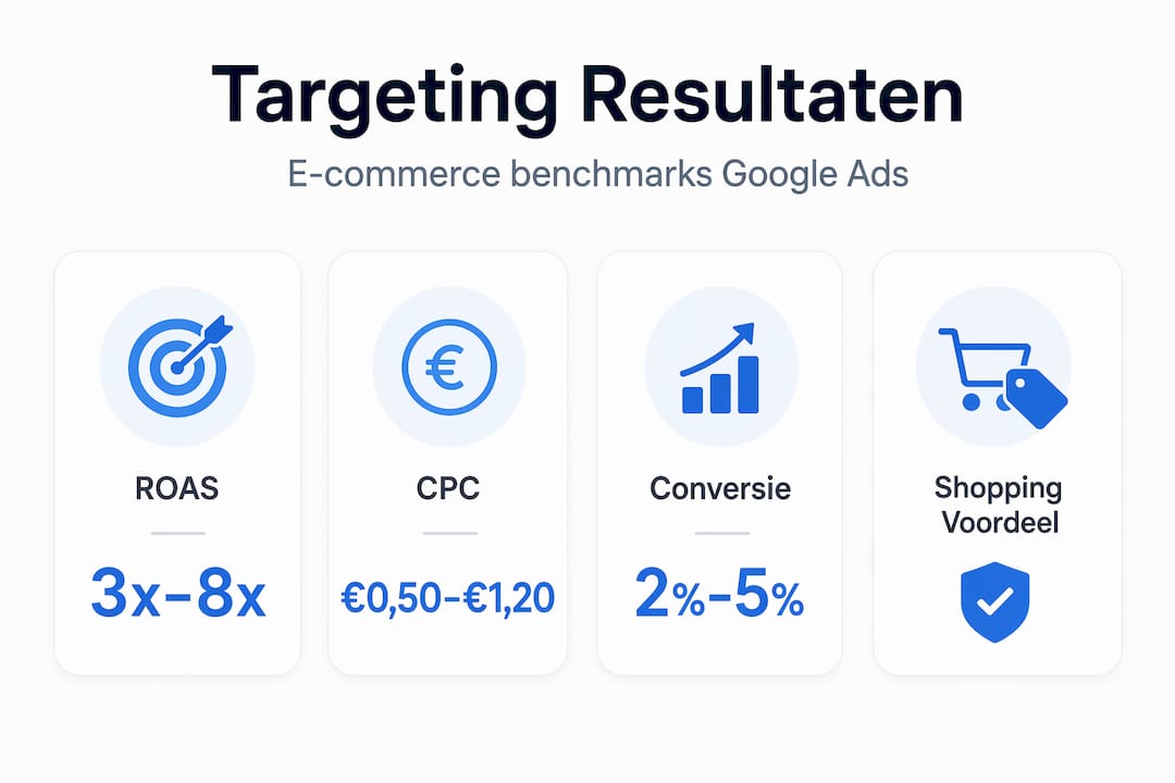 Infographic met de belangrijkste resultaten en richtwaarden voor e-commerce targeting