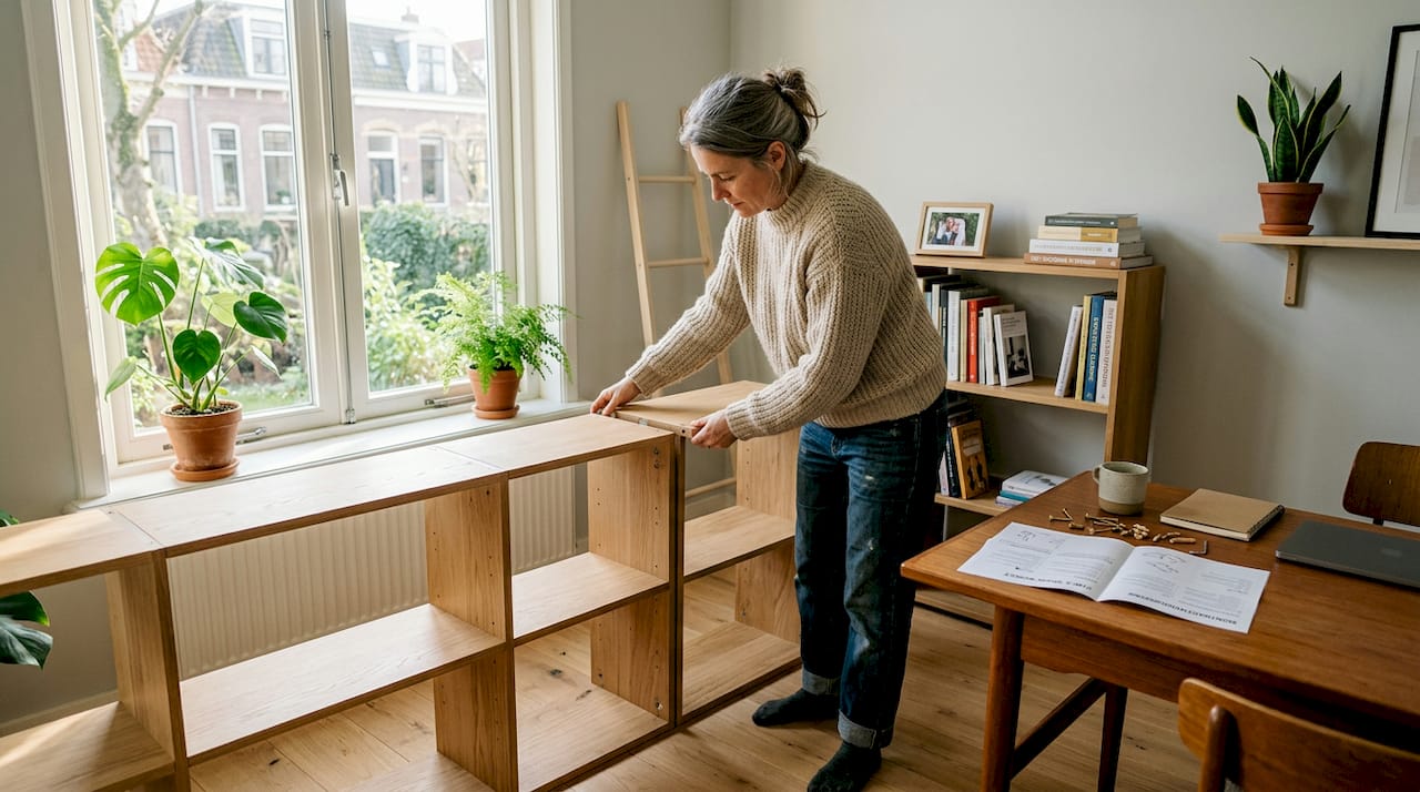 De modulaire boekenkast in mijn werkkamer opnieuw indelen