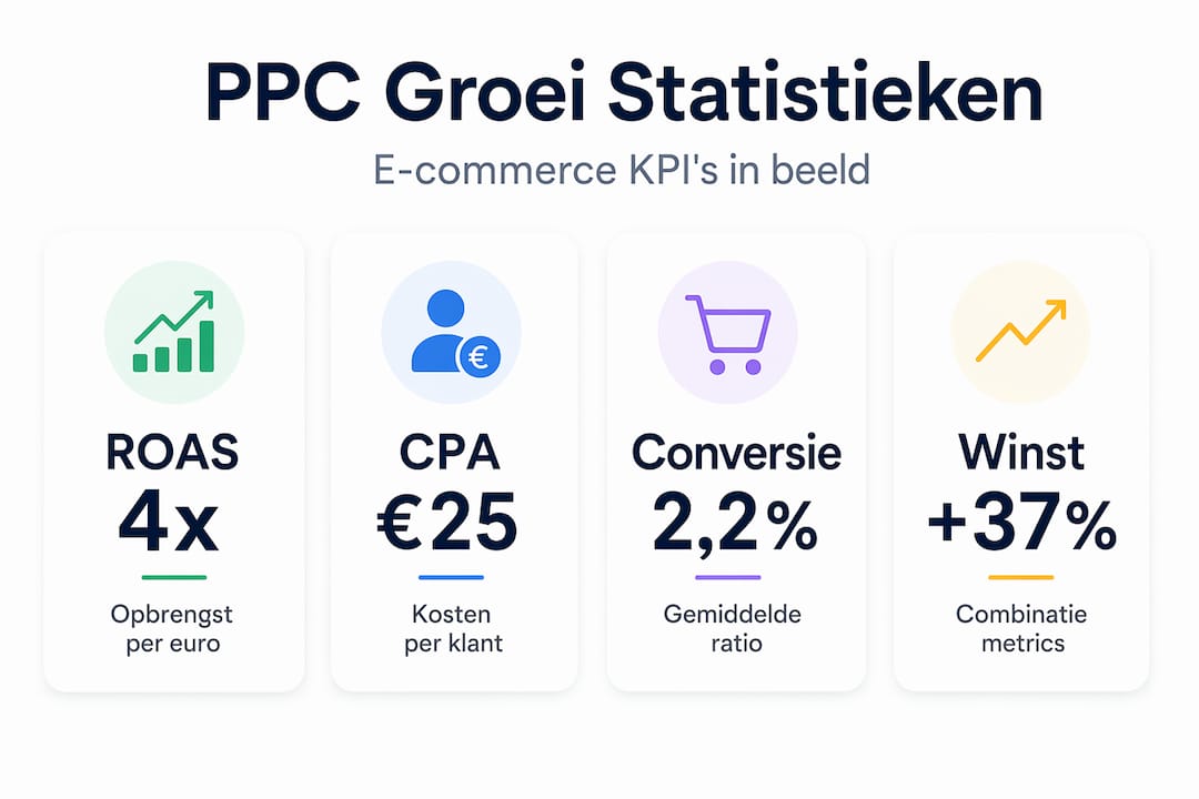 Overzicht van PPC-cijfers voor webshops in een handige infographic