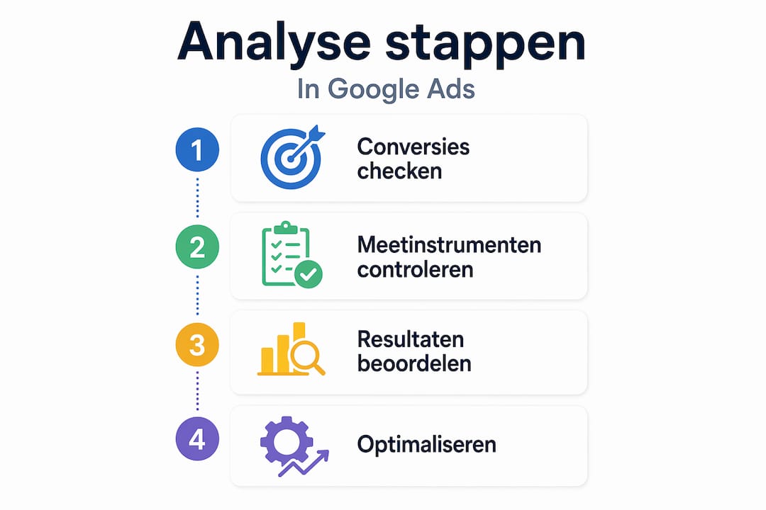 Overzicht: Stappenplan voor het analyseren van Google Ads in een infographic