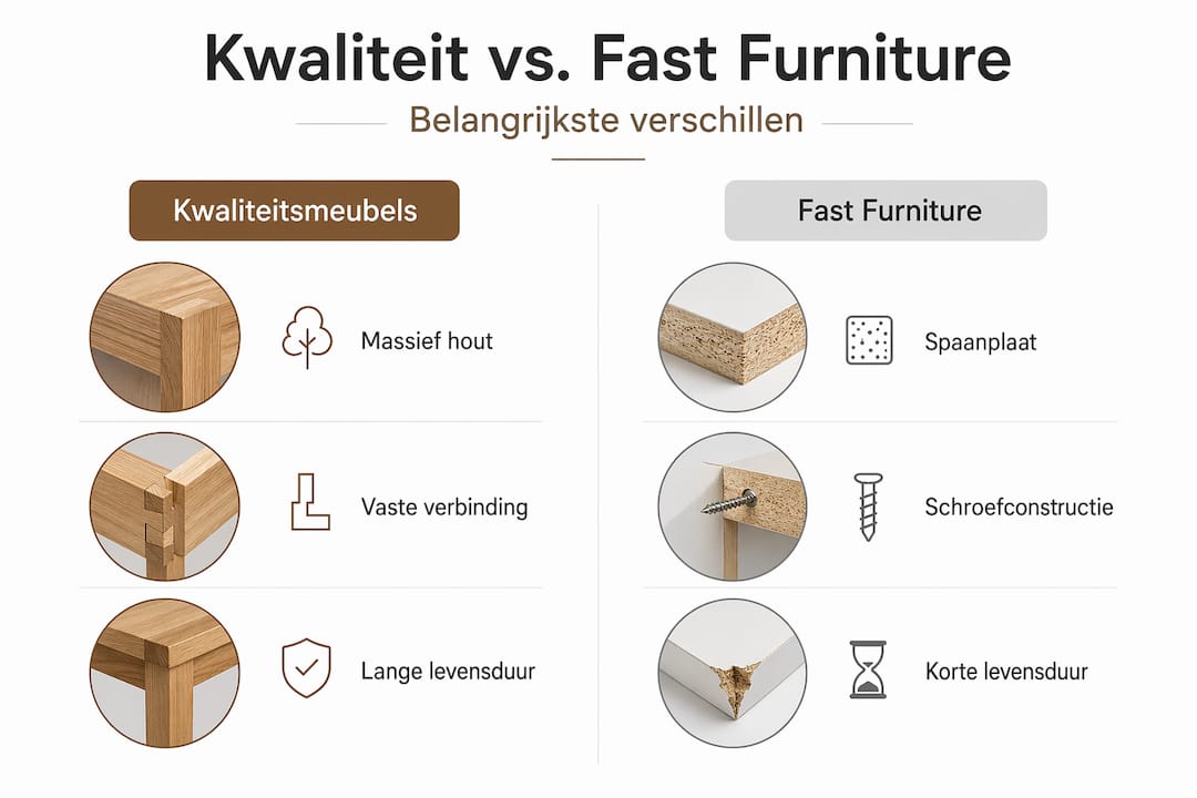 Infographic: kwaliteitsmeubels versus fast furniture – de verschillen op een rij