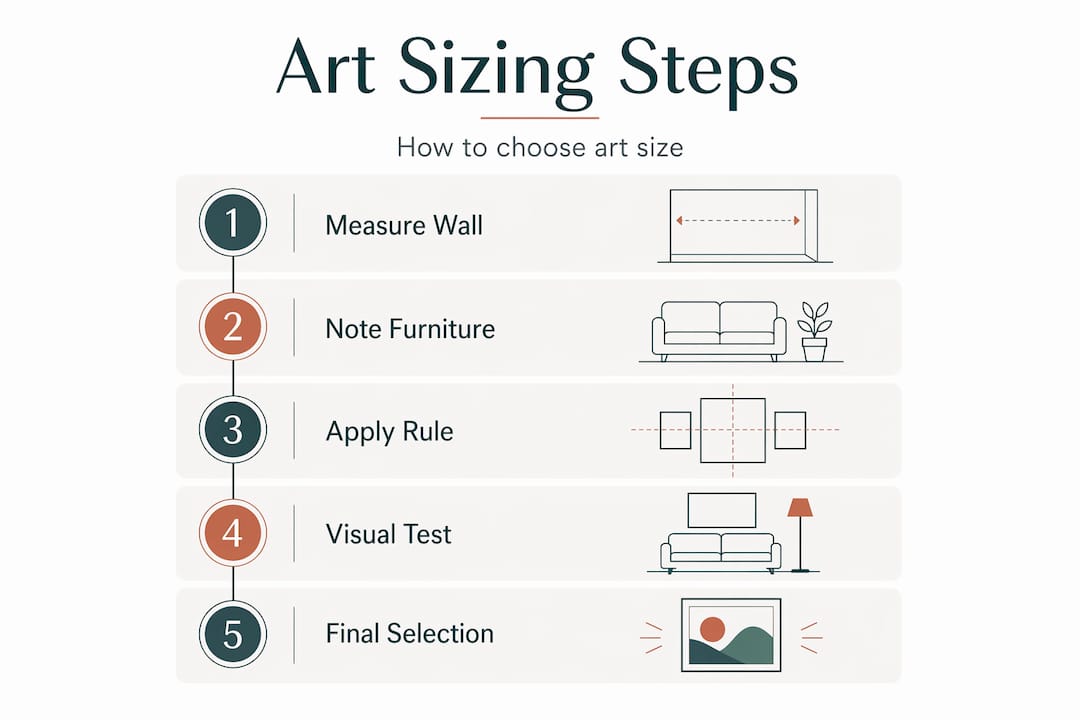 Infographic showing art sizing step-by-step