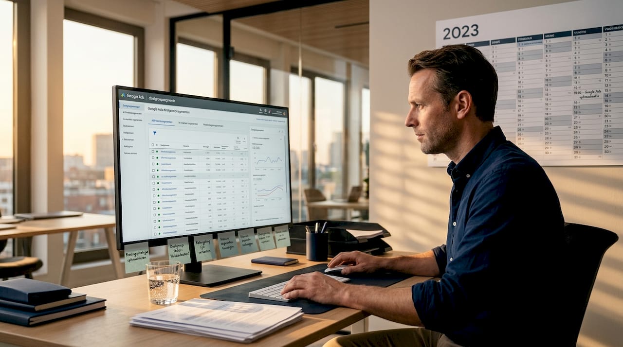 De ecommerce manager bekijkt de doelgroepen in Google Ads om te zien waar kansen liggen voor betere campagnes.