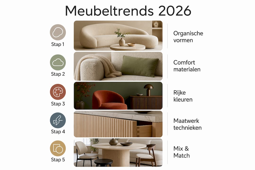 Ontdek de meubeltrends van 2026 in vijf overzichtelijke stappen