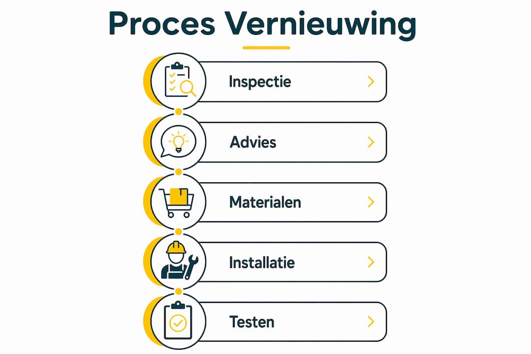Infographic: stappenplan voor het vervangen van de groepenkast