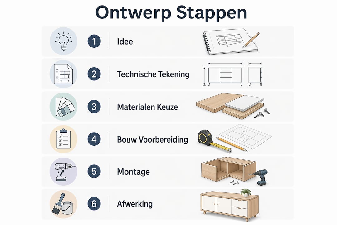 Overzichtelijke infographic: het stappenplan voor het ontwerpen van meubels