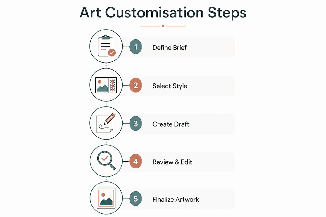 Step-by-step infographic of art customisation process