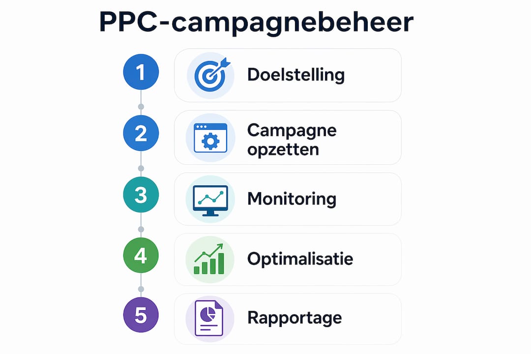 Infographic: de vijf essentiële stappen voor succesvol beheer van je PPC-campagne