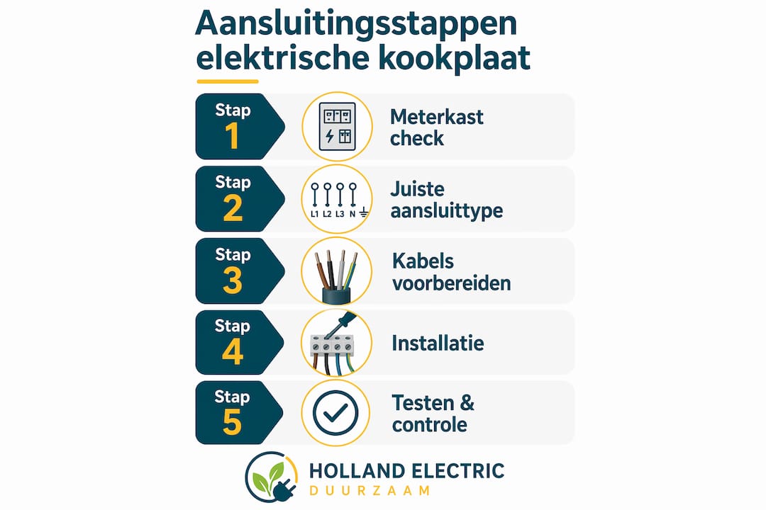 Infographic: zo sluit je stap voor stap een elektrische kookplaat aan