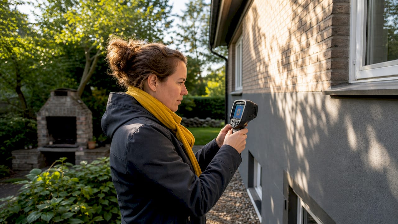 Vrouw spoort warmteverlies op met speciale scanner