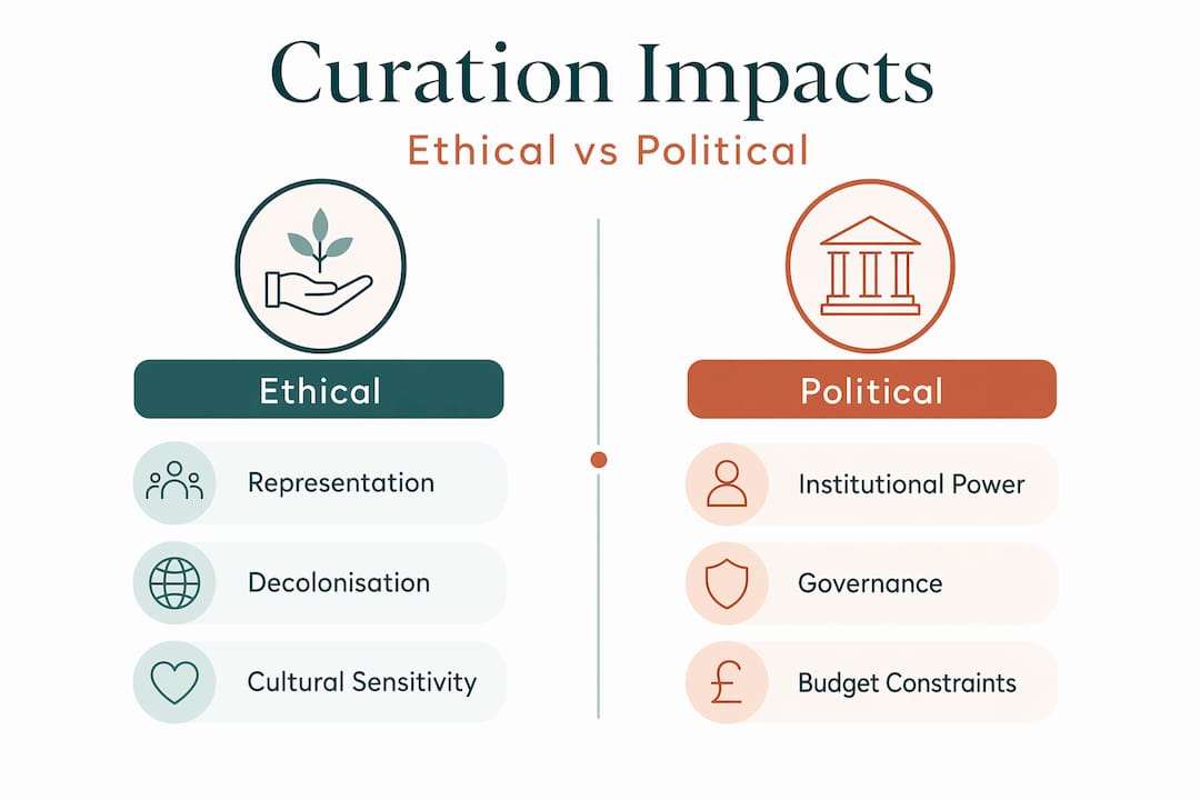 Infographic comparing ethical and political aspects of curation