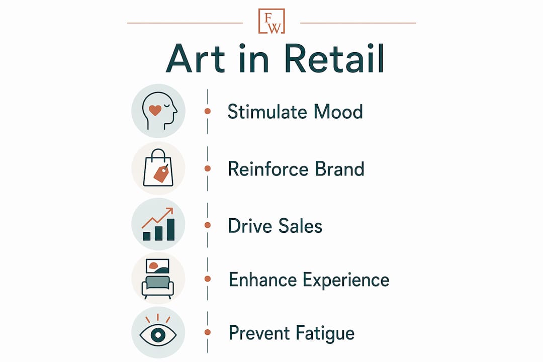 Infographic illustrating art's roles in retail