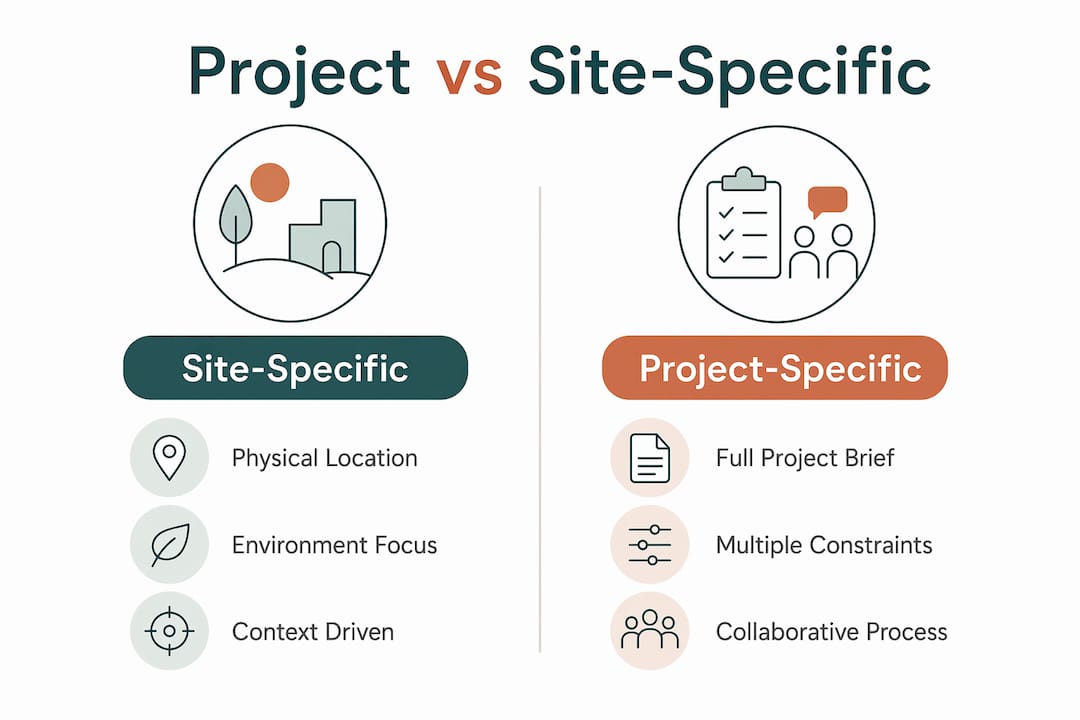 Infographic comparing project-specific and site-specific art
