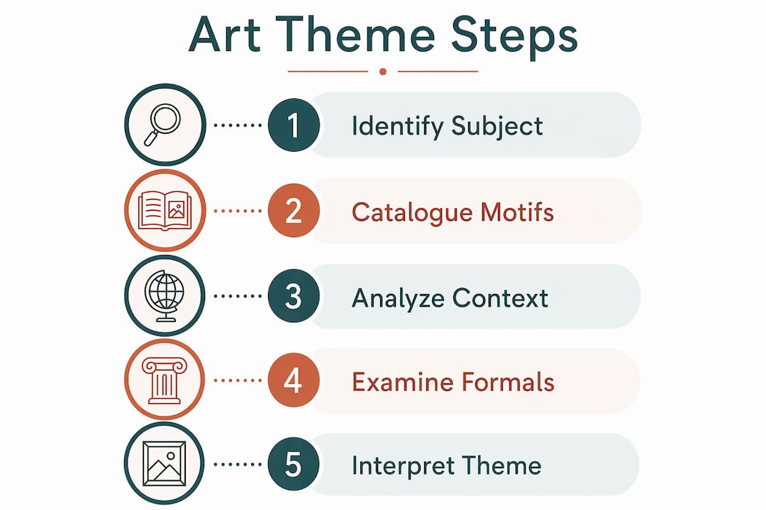 Infographic showing steps to analyze art themes