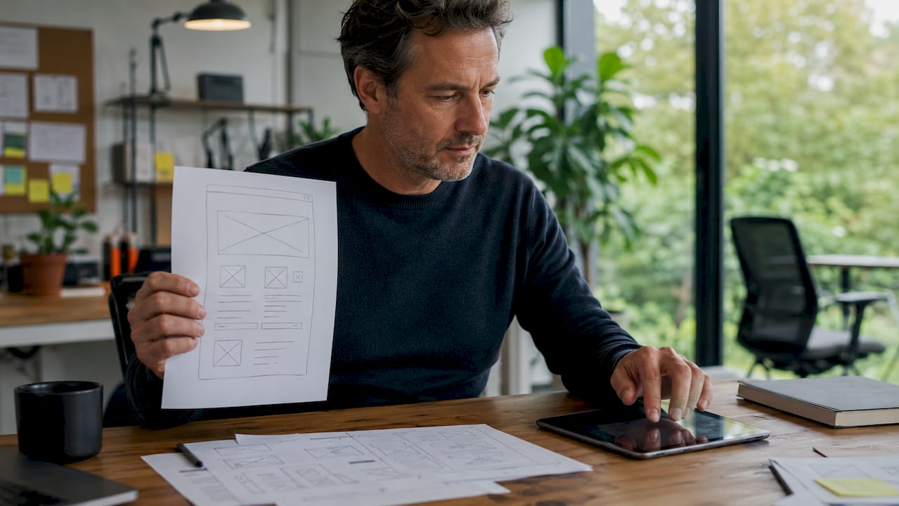 Webdeveloper laat ontwerp van landingspagina zien