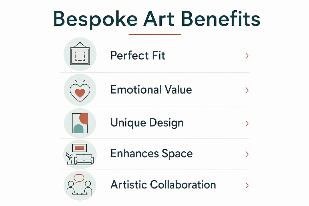 Infographic showing key advantages of bespoke art