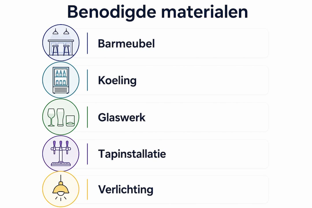 Infographic met een overzicht van de gebruikte materialen voor de partybar