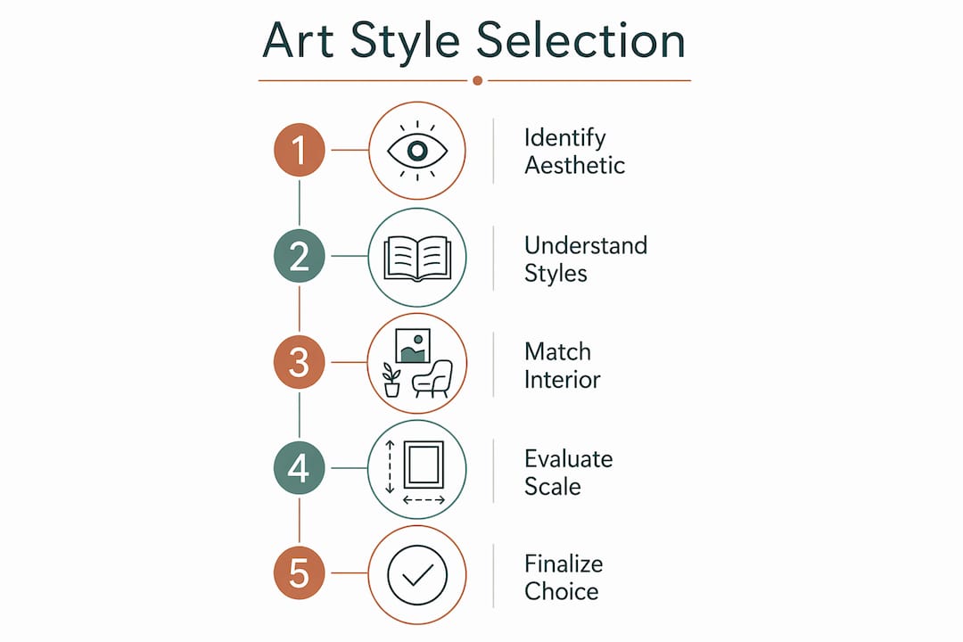 Infographic showing art style selection process steps
