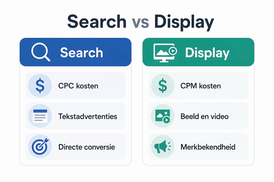 Infographic: de verschillen tussen zoek- en displayadvertenties op een rij