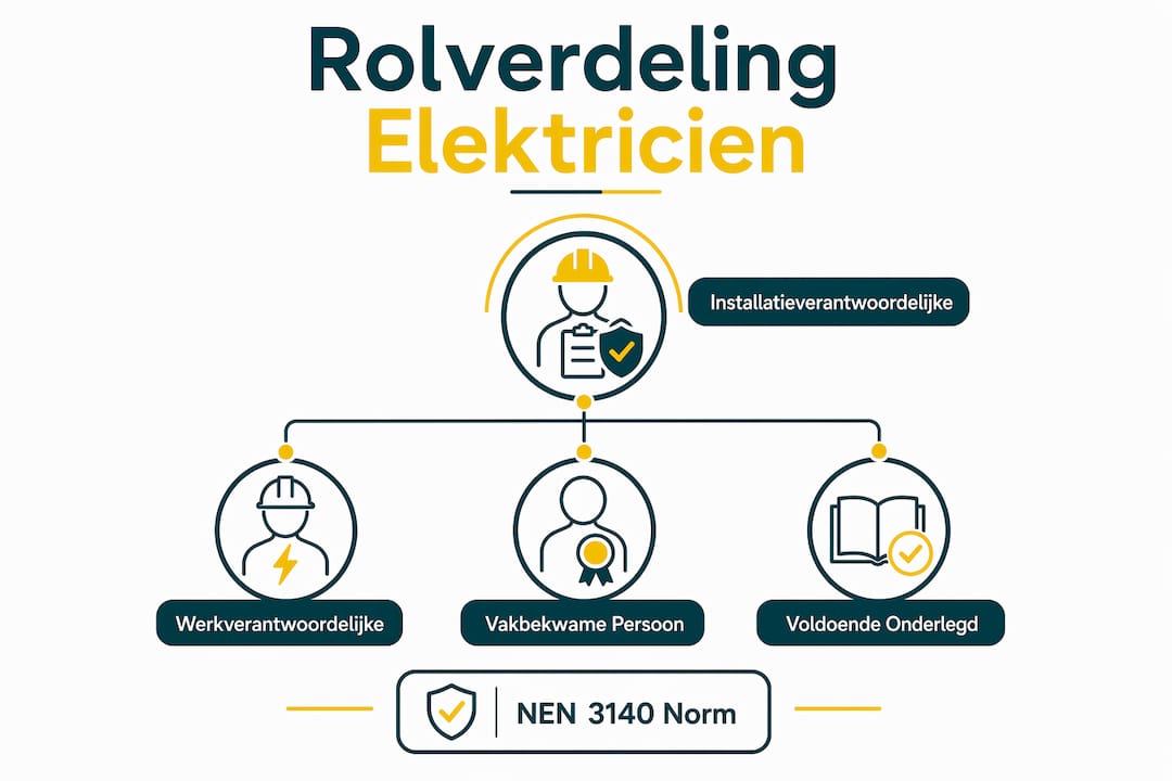Overzichtelijke infographic met taken en vakbekwaamheidseisen voor elektriciens