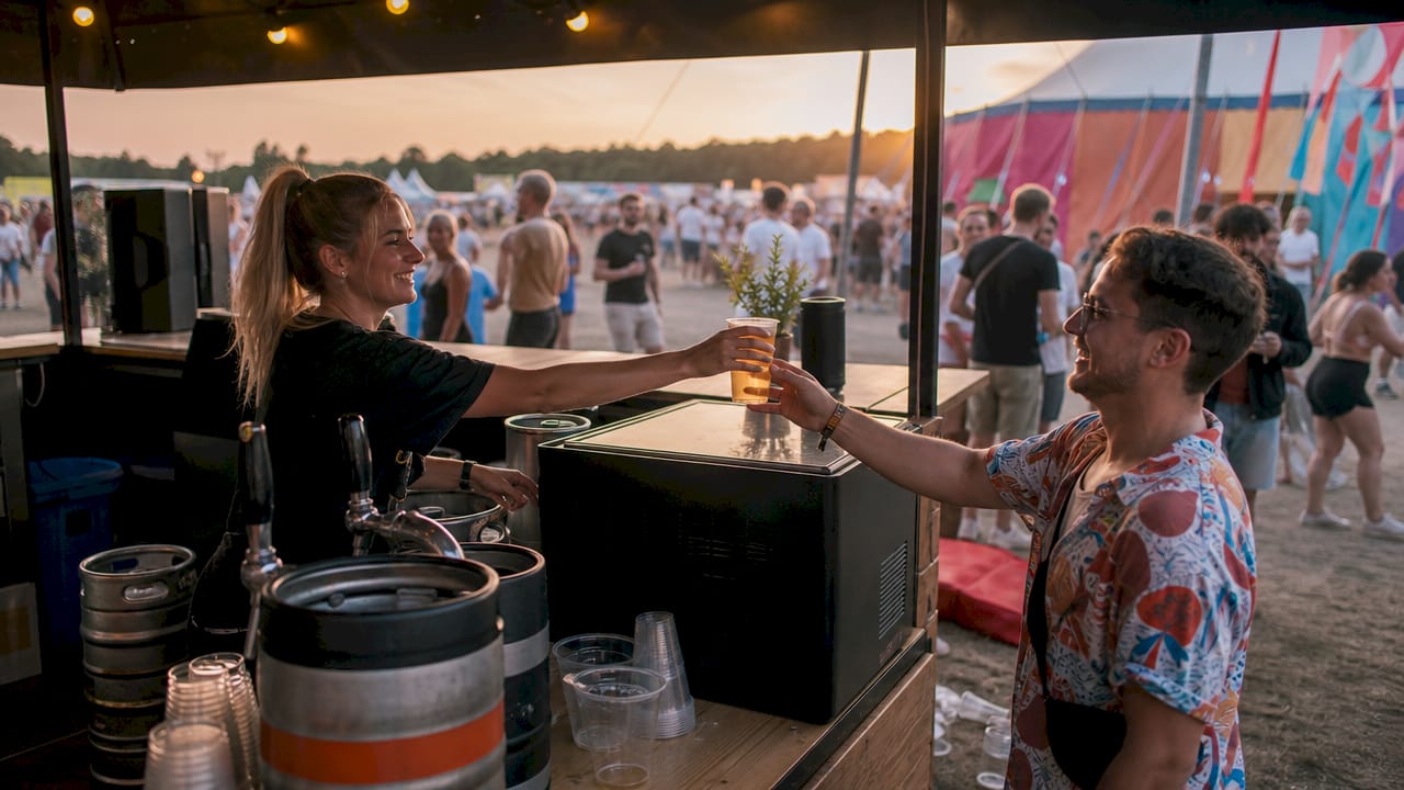 Een mobiele bar op het festivalterrein