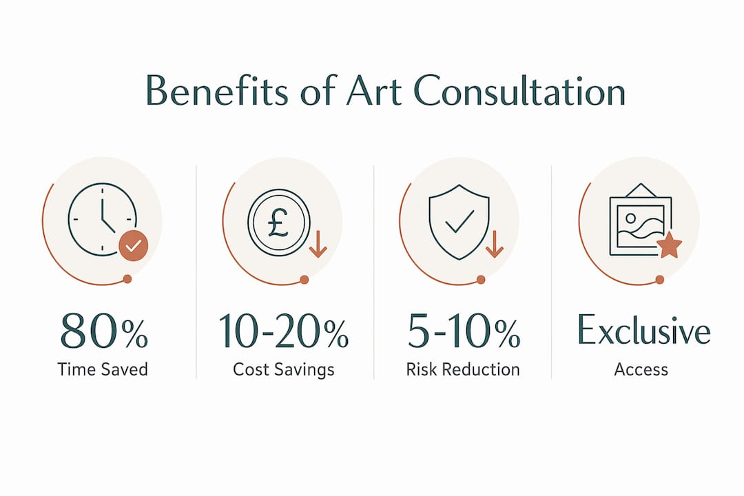 Infographic showing key benefits of art consultation