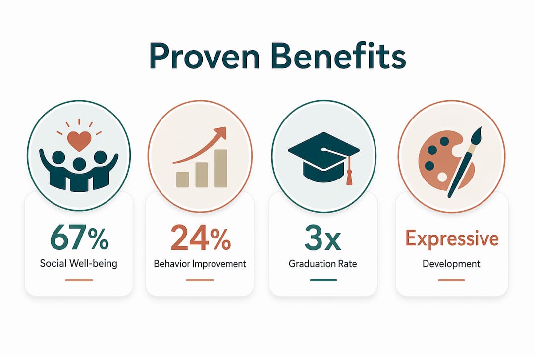 Infographic showing proven benefits of art in education
