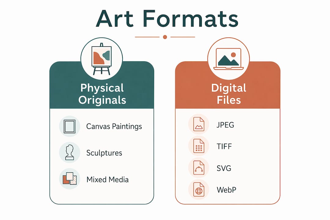 Infographic comparing physical originals and digital art formats