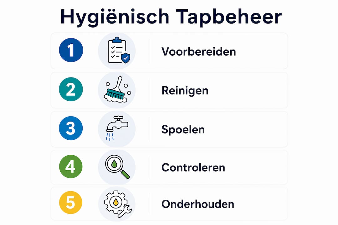 Infographic: zo beheer je je tapinstallatie hygiënisch, stap voor stap