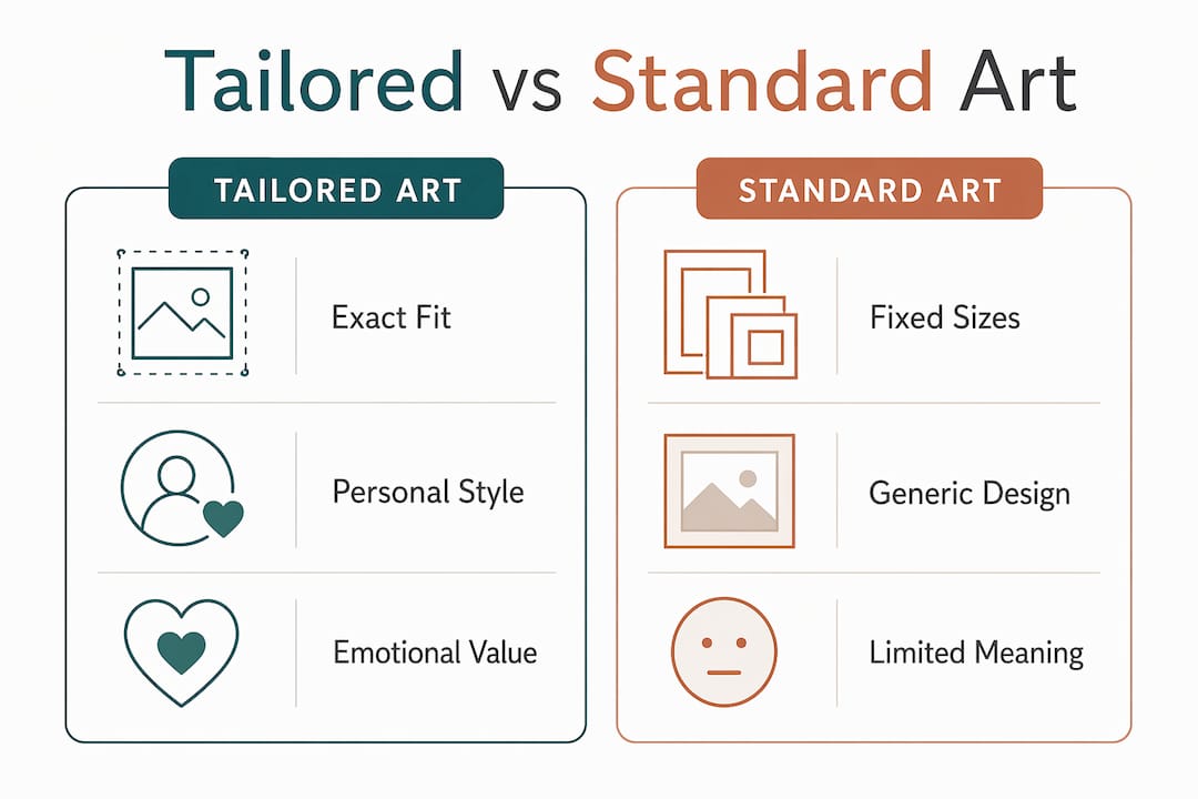 Infographic comparing tailored art to standard art