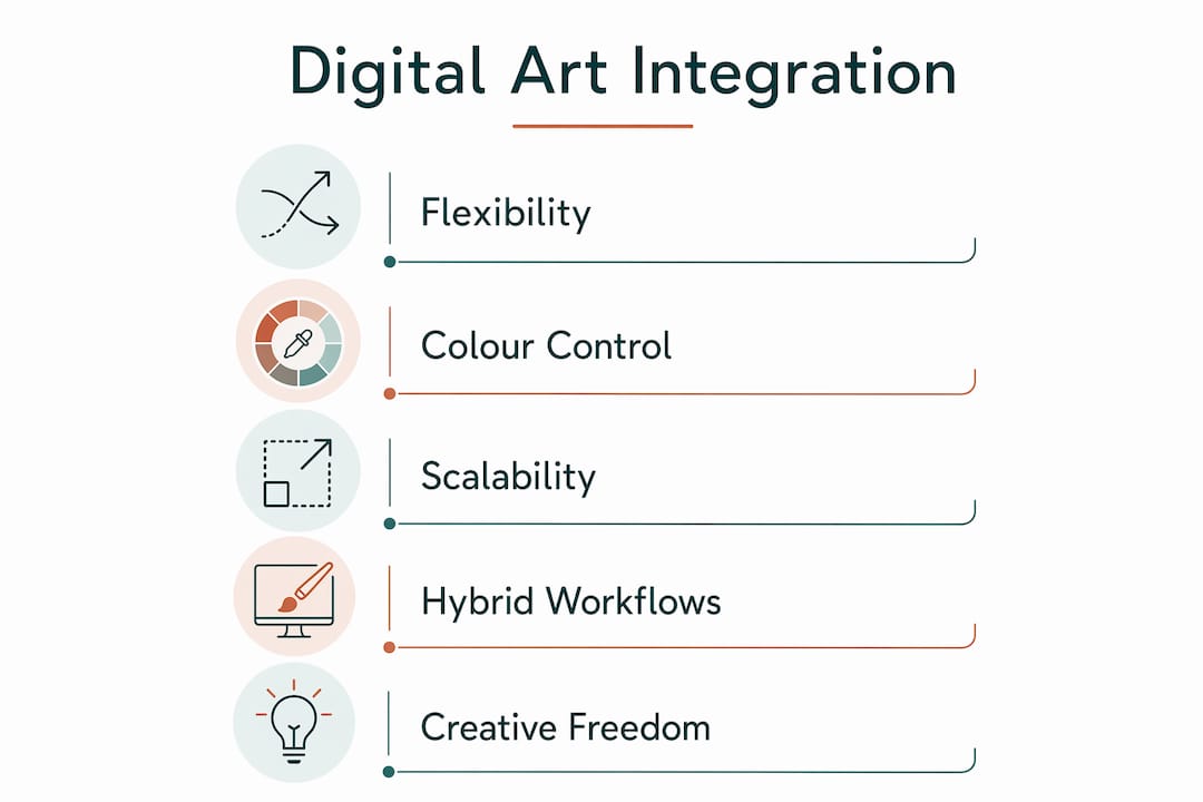 Infographic showing key benefits of digital art integration