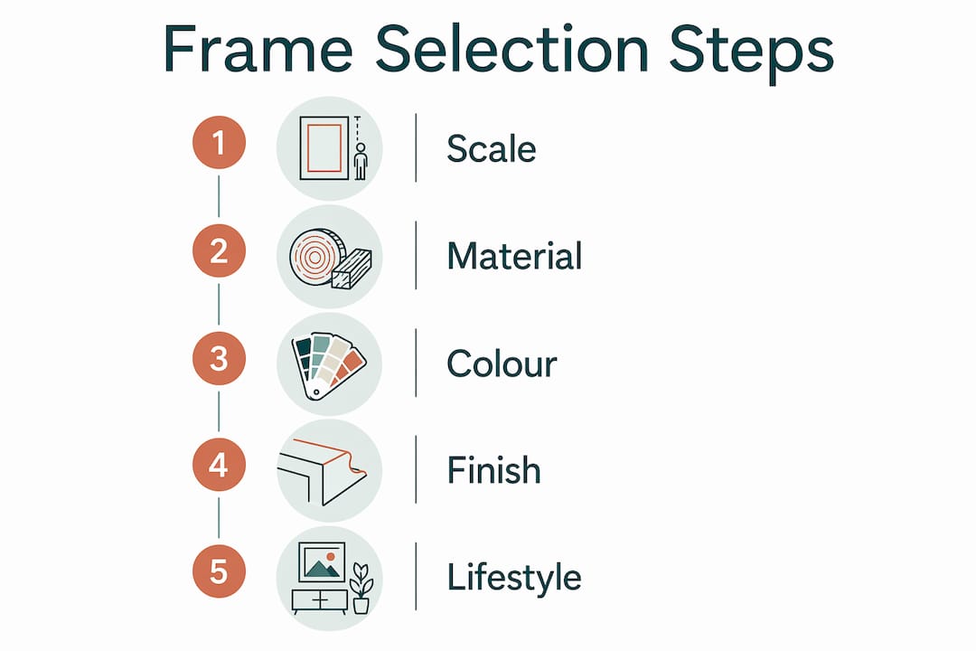 Infographic showing frame selection key factors