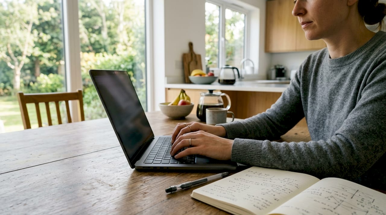 Iemand voert ROI-cijfers in op zijn laptop
