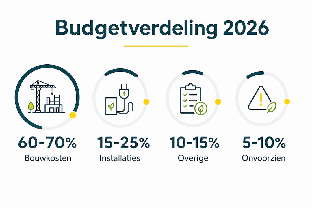 Overzicht van de budgetverdeling voor de uitbreiding van het bedrijf, helder weergegeven in een infographic.