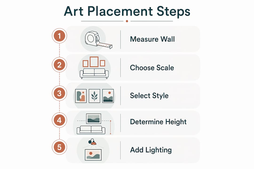 Infographic showing steps for art placement