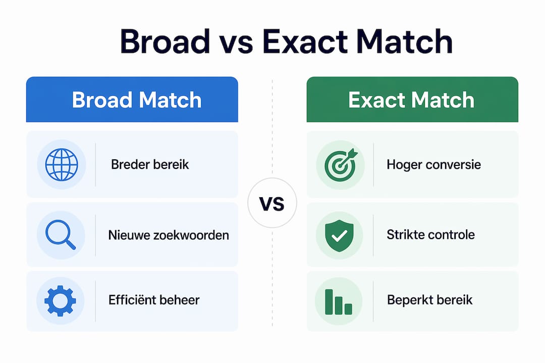 Infographic: de verschillen tussen brede en exacte zoekwoordtypes op een rij