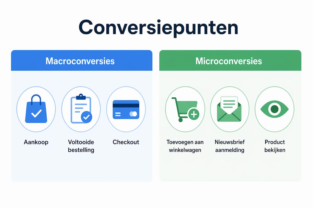 Infographic die het verschil tussen macro- en microconversies in beeld brengt