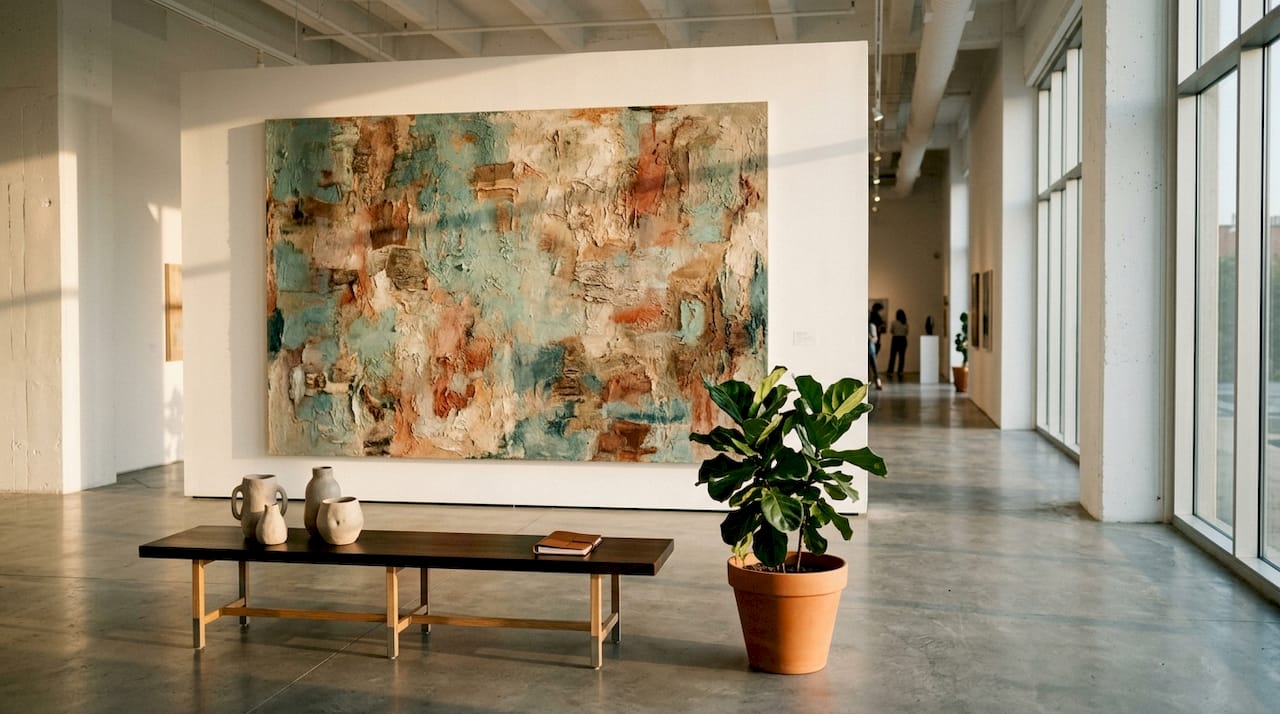 Large canvas proportion on wall above furniture