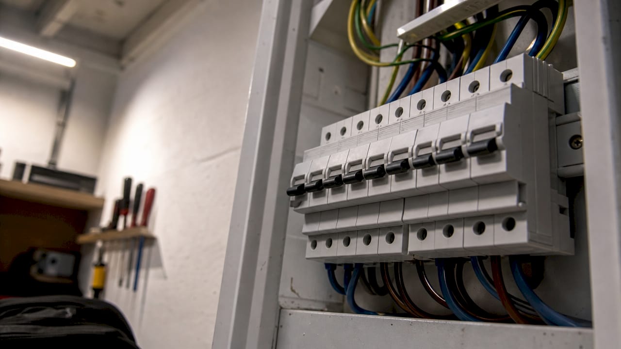 Detailopname van een installatieautomaat in de meterkast