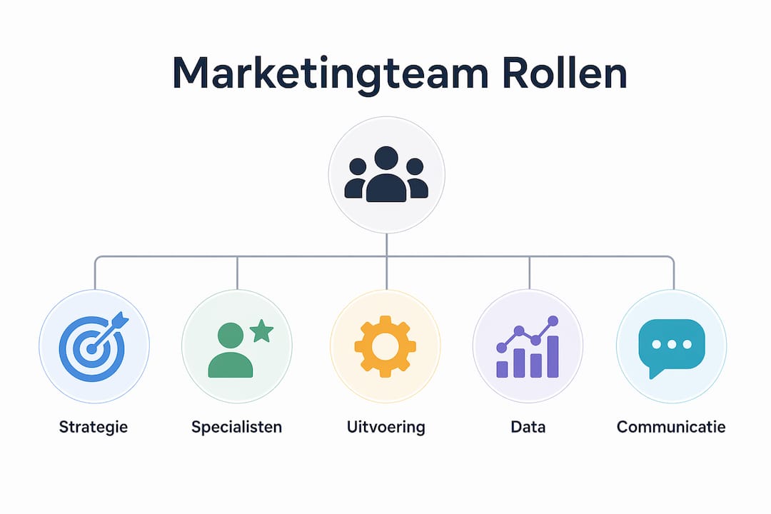 Overzicht van de rolverdeling binnen het marketingteam (infographic)