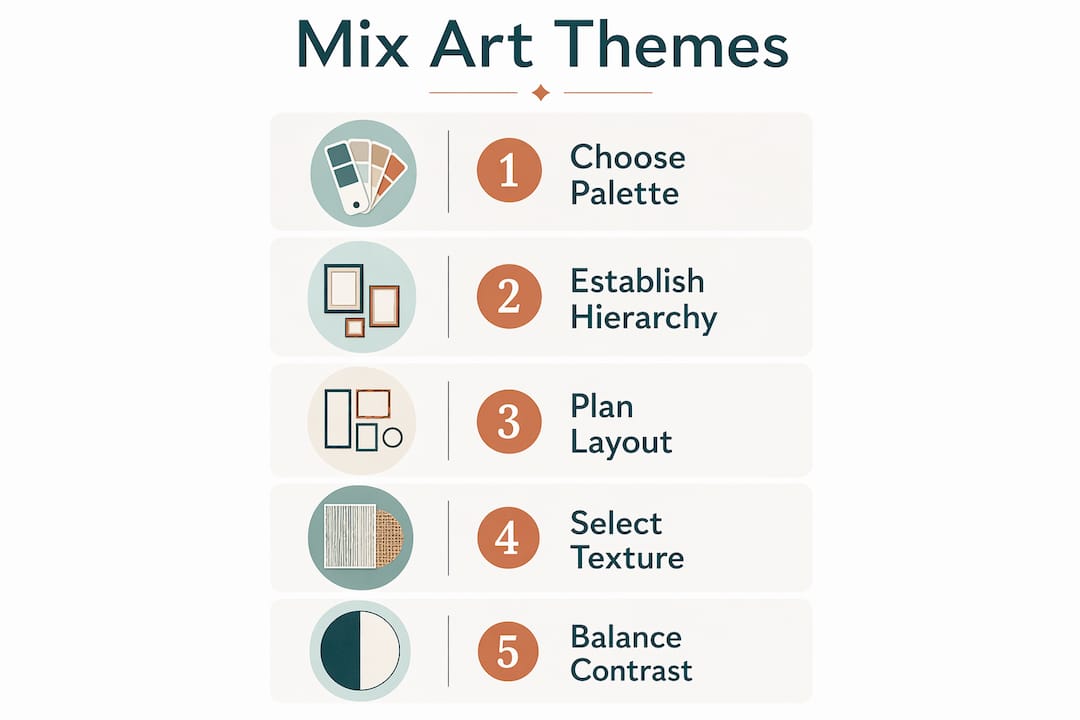 Infographic showing steps for mixing art themes at home
