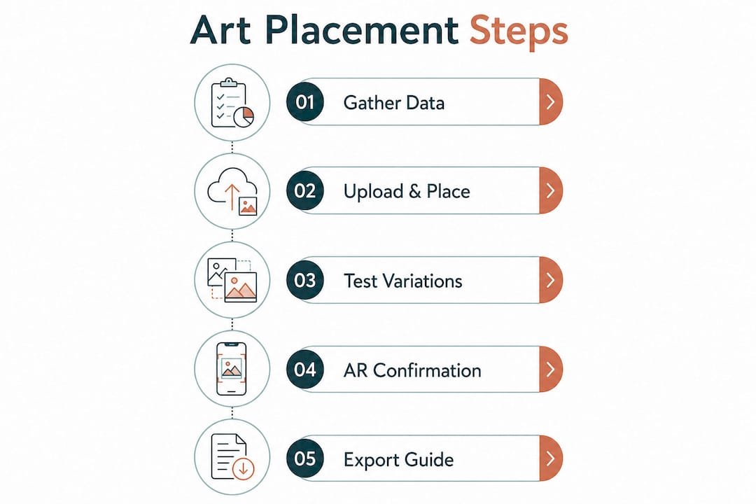 Infographic showing art placement workflow steps