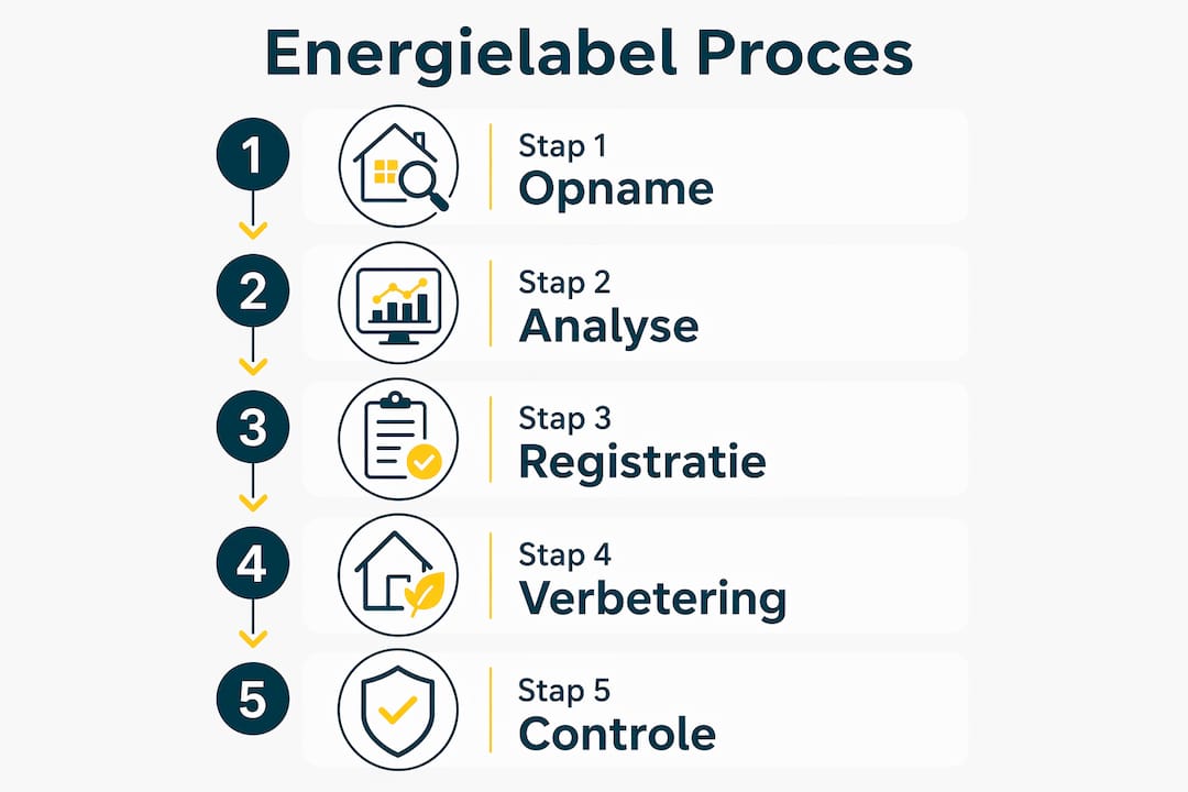 Overzichtelijke infographic: zo verloopt het aanvragen van een energielabel stap voor stap