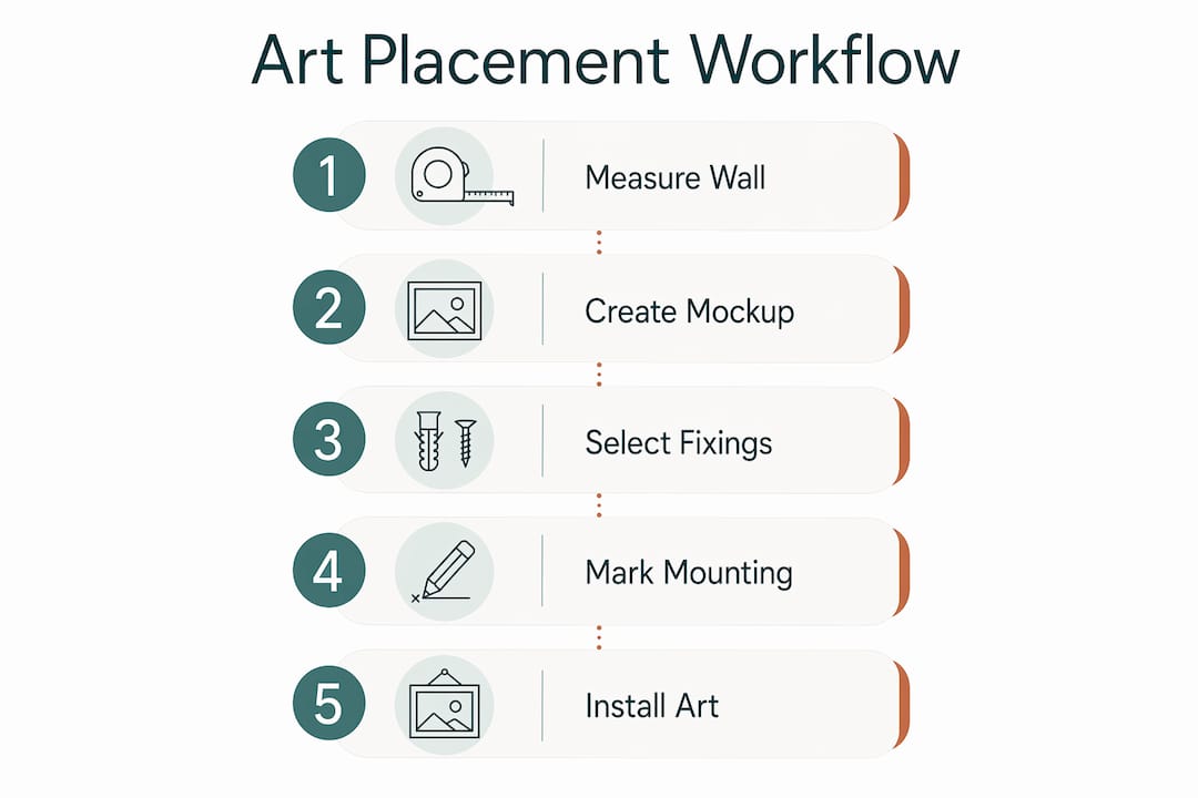 Infographic showing steps of art placement workflow