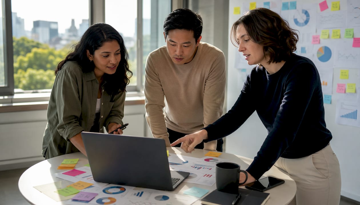 Het team gaat in overleg om strategieën te bespreken waarmee we onze tracking kunnen optimaliseren.