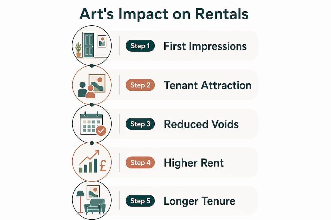Infographic illustrating art’s rental benefits steps