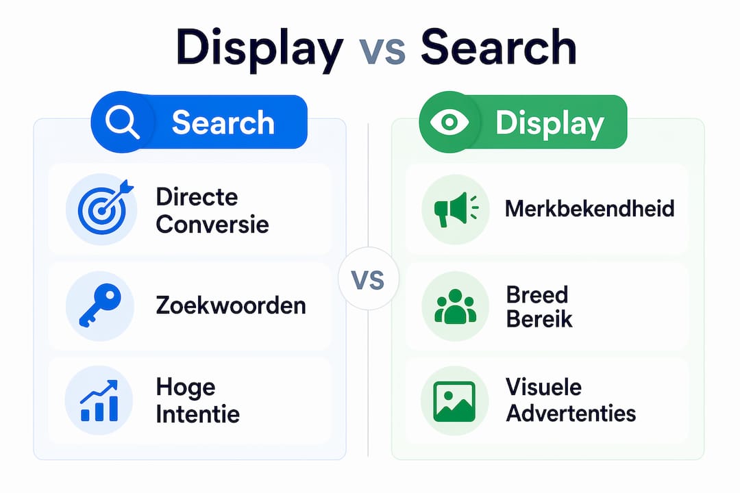 Infographic: de belangrijkste verschillen tussen search- en display-advertenties op een rij