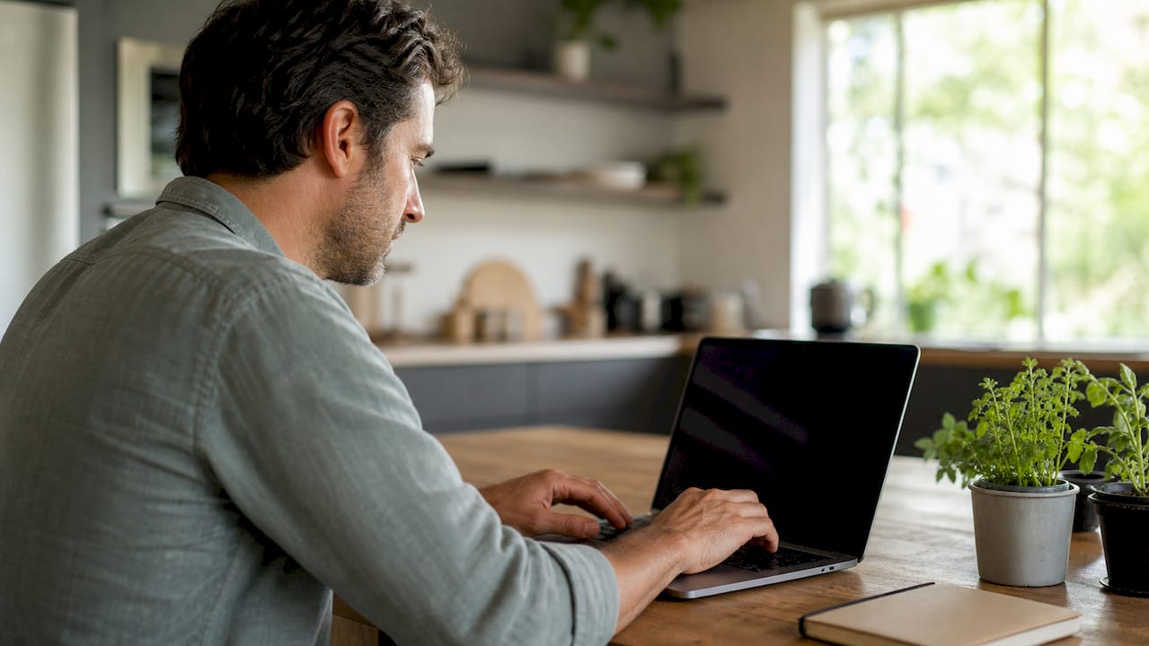 Van bovenaf gefotografeerde handen die gegevens analyseren op het toetsenbord